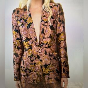 TCEC Paint The Town Floral Print Jacquard Blazer -  Copper | Size L | NWT